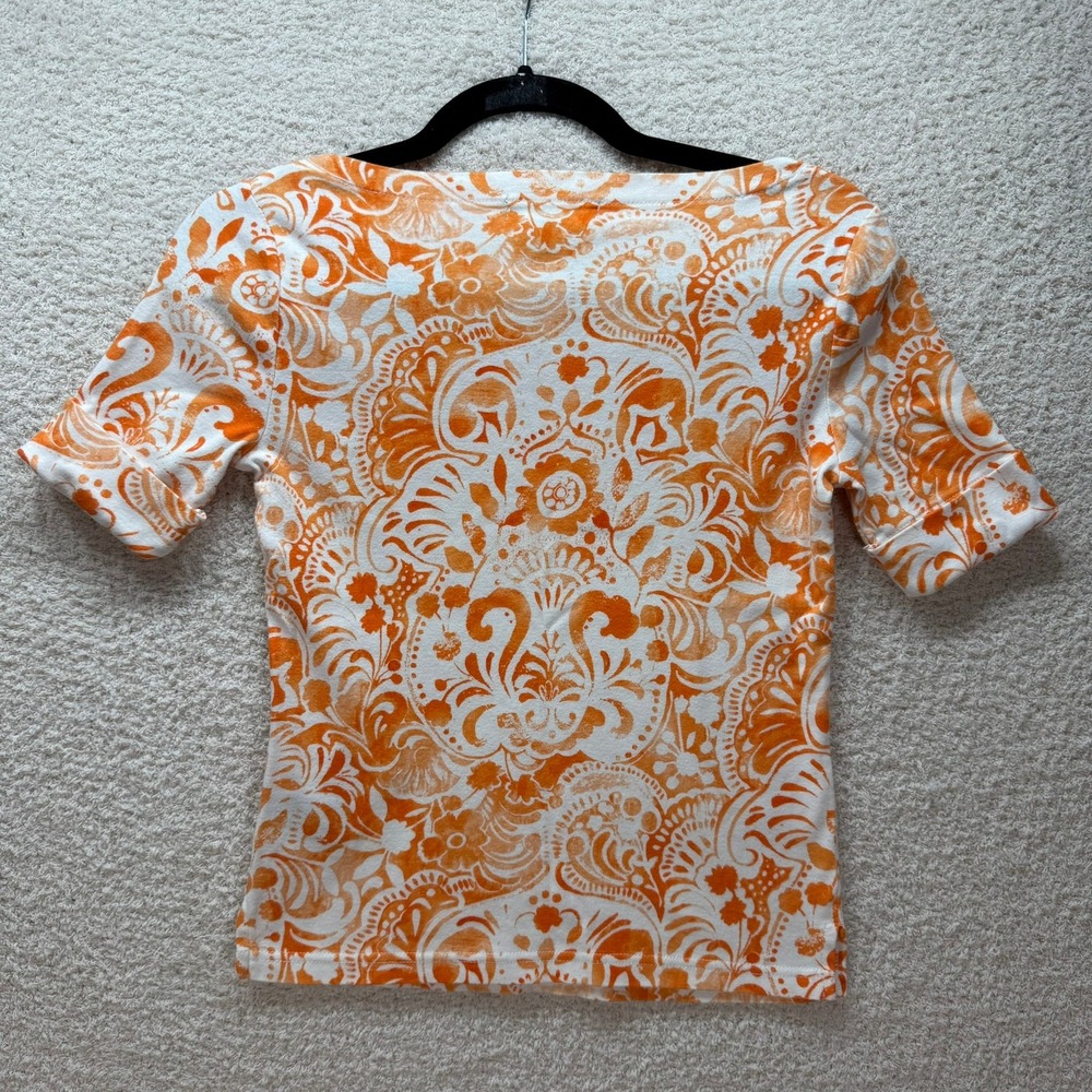 Lauren Ralph Lauren Women's Petite Floral Print Knit Top Orange White Size XS - Picture 3 of 7